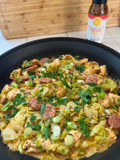 Creamy Creole Chicken Skillet with Cabbage “Noodles”