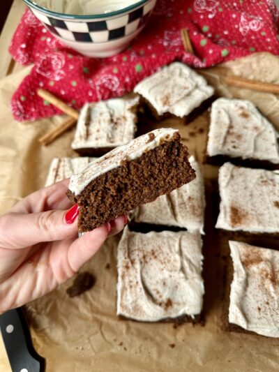 Healthy Gingerbread Cake with Cream Cheese Frosting