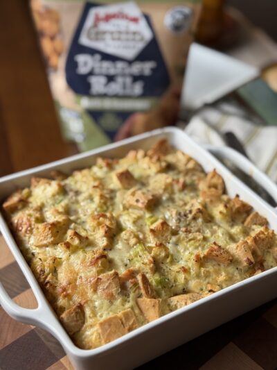 Gluten-Free Garlic & Rosemary Bread Pudding