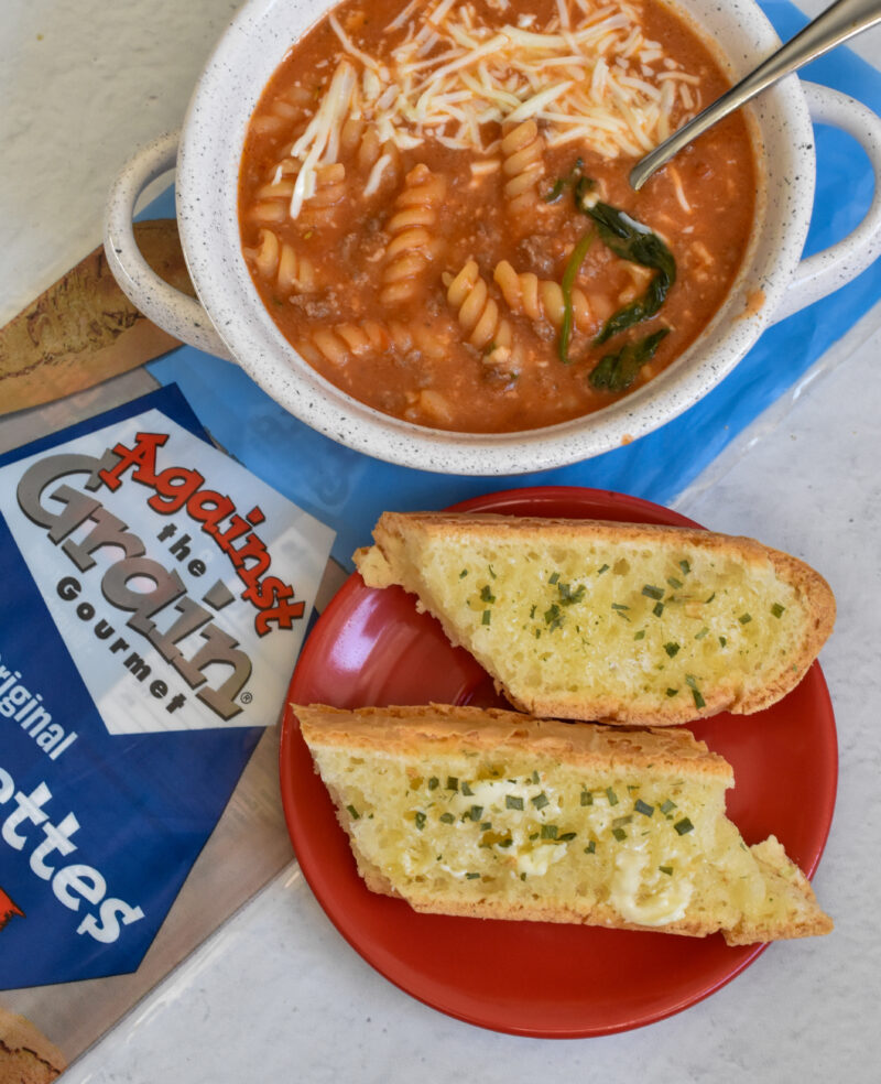 Gluten Free Lasagna Soup and Garlic Bread by maggiebakesgrace - FoodSocial