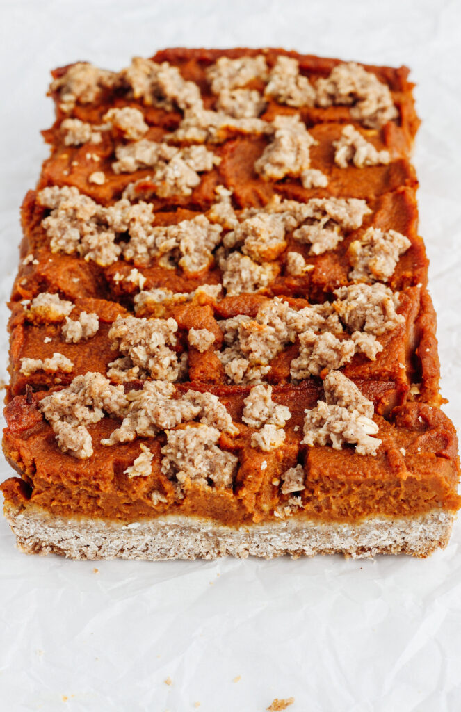 Pumpkin Pie Crumble Bars (gluten-free/vegan) by Kat Condon - FoodSocial