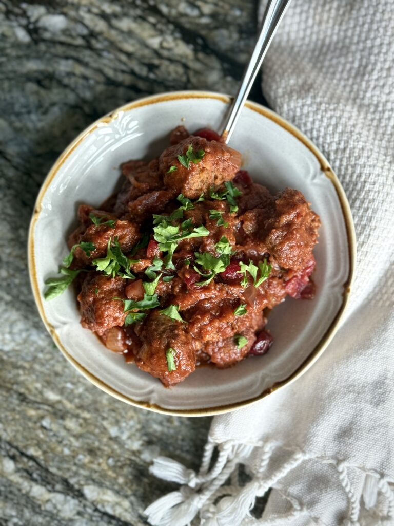Slow Cooker Meatballs in Cranberry Sauce by Tasha Tindall - FoodSocial