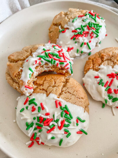 White Chocolate Covered Eggnog Cookies