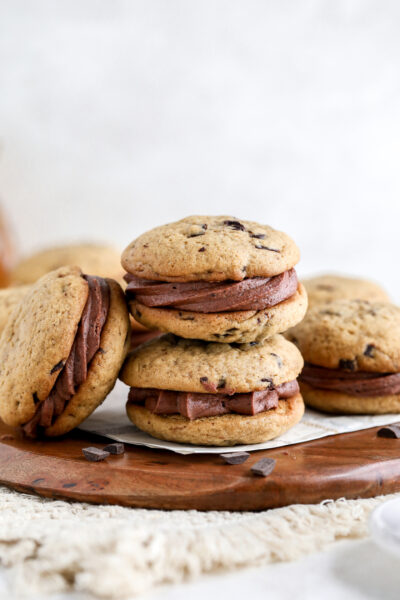 Brown Butter Sourdough Pumpkin Chocolate Chip Cookies with Chocolate Cream Cheese Frosting