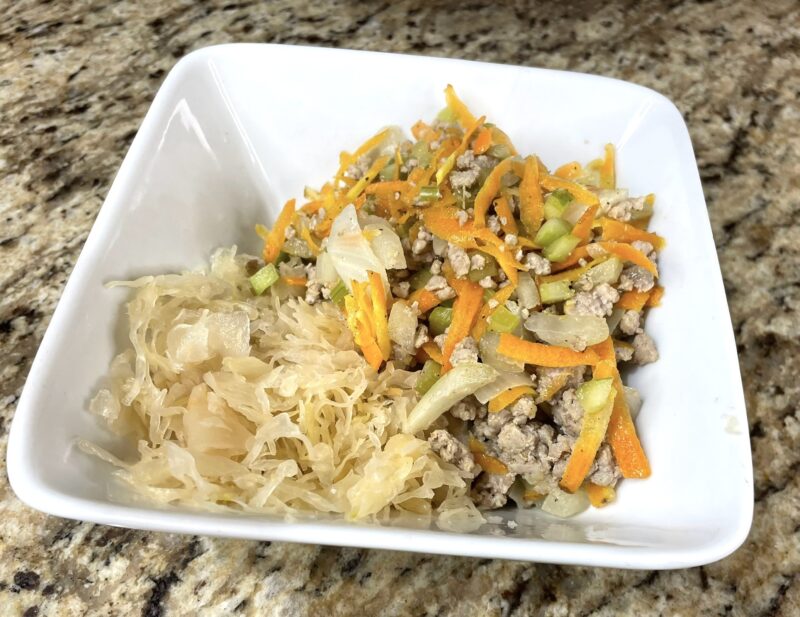 Inside out sausage with sauerkraut by Nutrition from a tiny Kitchen - FoodSocial