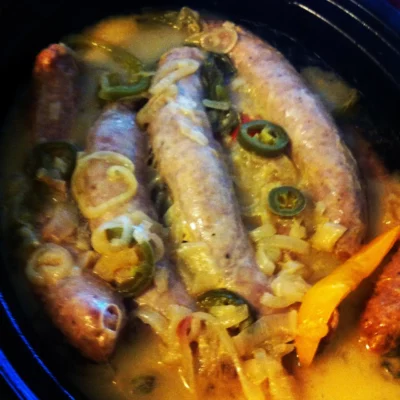 Hard Cider Braised ‘Beer’ Bratwurst