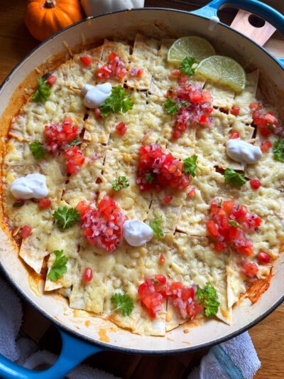 Tempeh & black bean enchiladas skillet