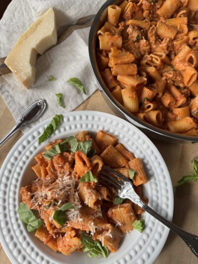 Spicy Vodka Rigatoni with Sausage