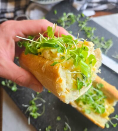 Cheesy Egg Scram Baguettes