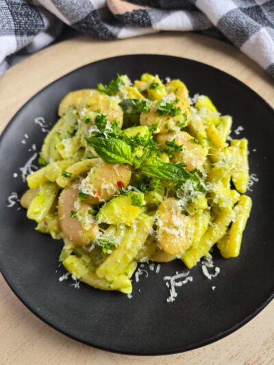 Creamy Pesto Casarecce with Butter Beans