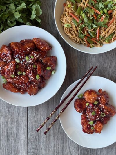 Sesame Chicken with Veggie LoMein