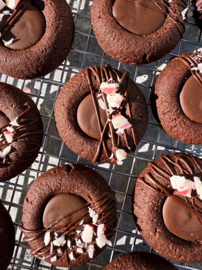 Chocolate Peppermint Thumbprint Cookies (Paleo, Vegan)