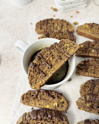 Vegan Chocolate Pistachio Biscotti