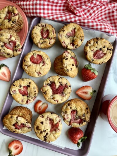 Strawberry Banana Chocolate Chip Muffins (Vegan)