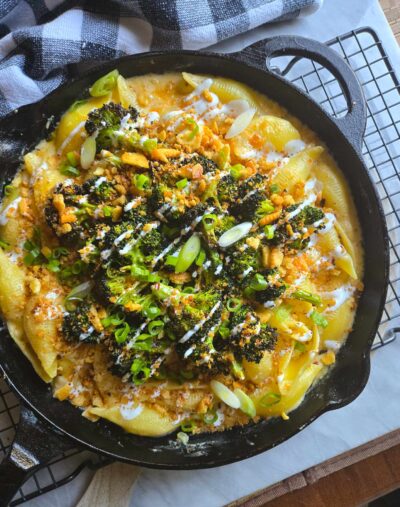 Cheesy Skillet Shells with Air Fried Broc