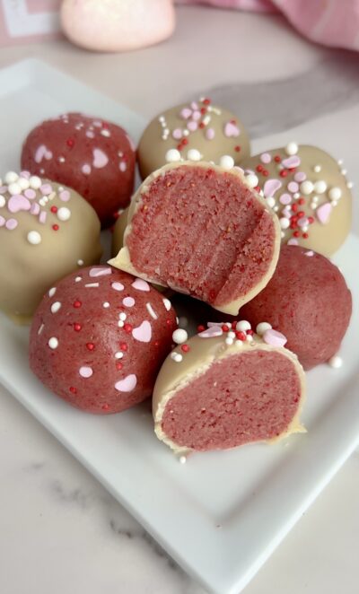 Strawberry Sugar Cookie Truffles