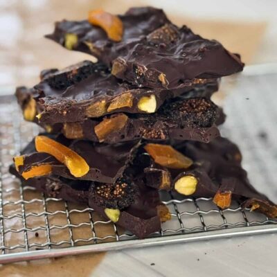 Chocolate Bark With Apricots, Pistachios, And Figs