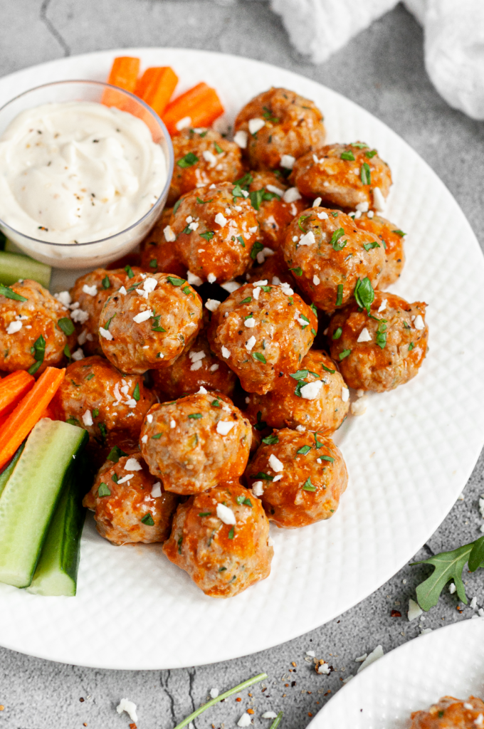 Buffalo Turkey Meatballs by Caked By Katie - FoodSocial