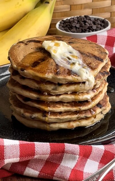 Vegan Chocolate Chip Protein Pancakes