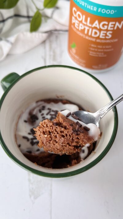 2 Minute Chocolate Hazelnut Pancake Mug Cake