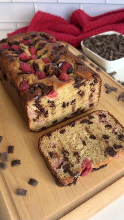 Chocolate Raspberry Protein Banana Bread