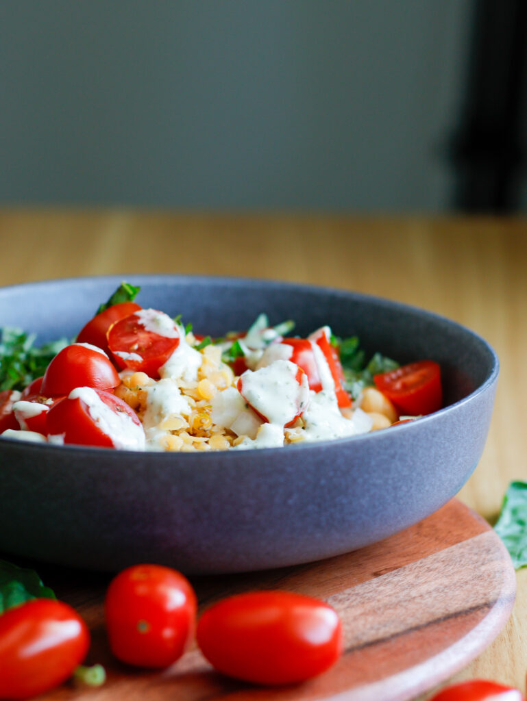 Simple Lentil Bowl with Tomato and Basil by Timestampedfood - FoodSocial