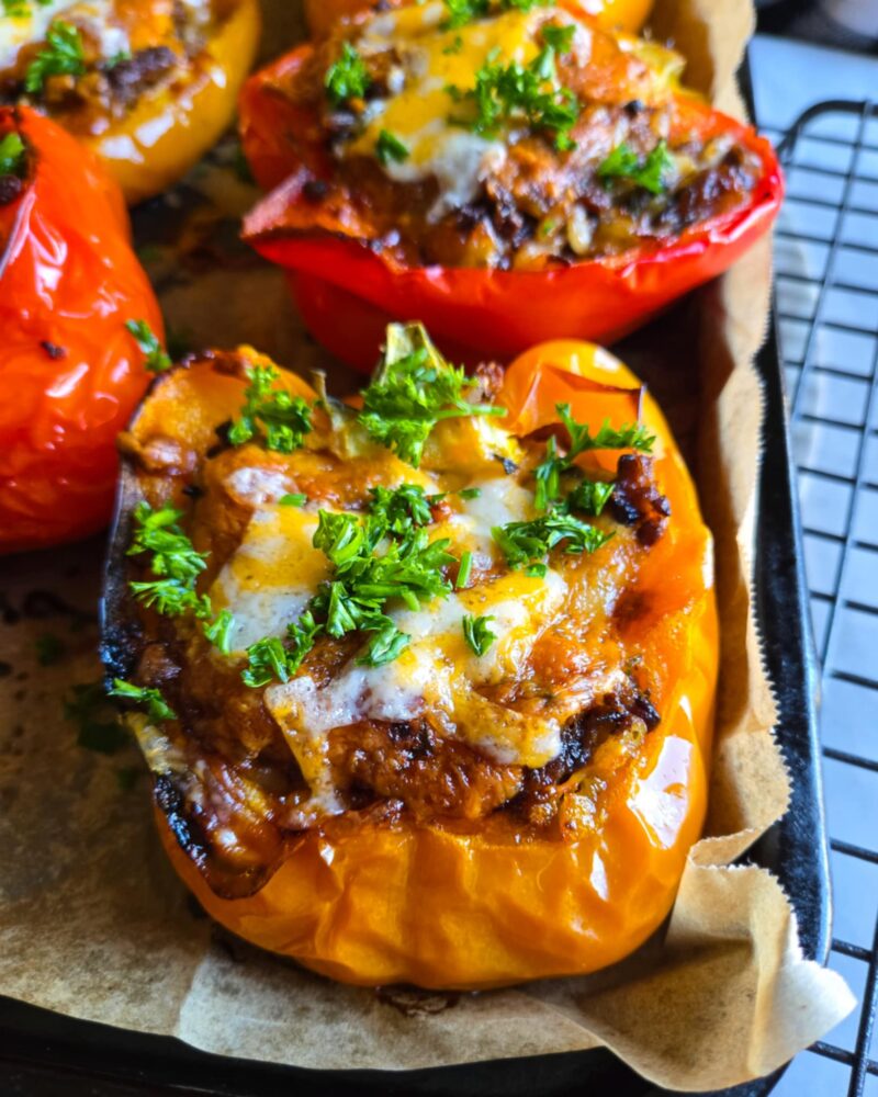 Cheesy Stuffed Peppers with Black Lentils by the_happy_veg - FoodSocial