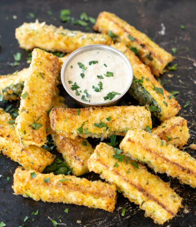 Crispy Zucchini Fries & Onion Dip (Paleo/Gluten Free)