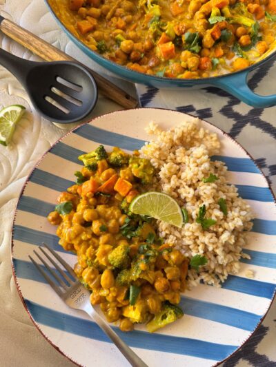 Crispy Chickpea and Sweet Potato Satay Curry