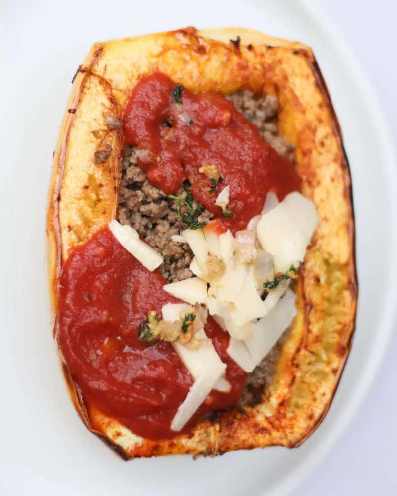 Deliciously Loaded Spaghetti Squash Boats for the Best Guilt-Free Dinner by Hikecookshare - FoodSoci