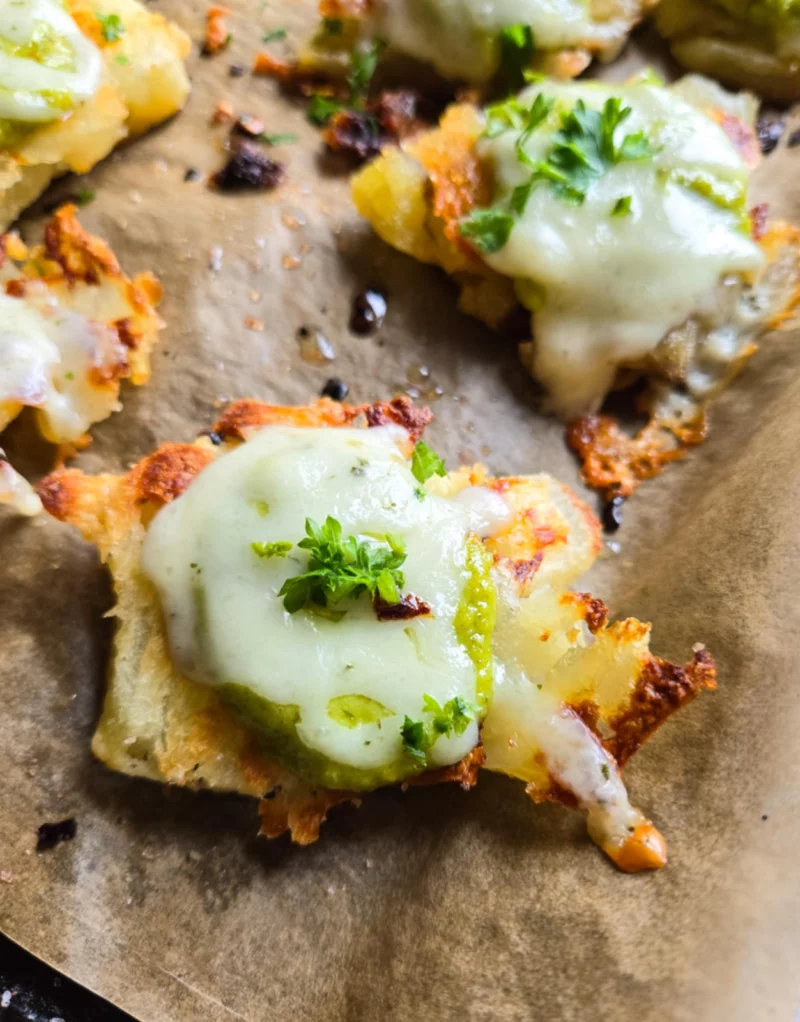 Cheesy Pesto Smashed Taters by the_happy_veg - FoodSocial