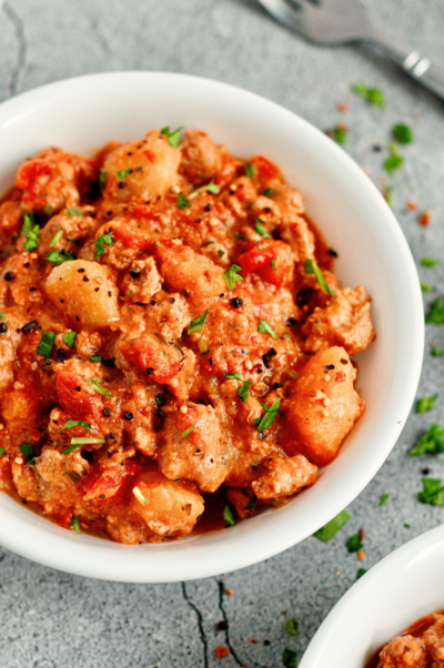 Creamy Cauliflower Gnocchi With Ground Turkey