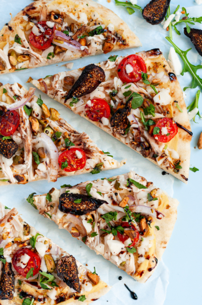 Chicken and Hummus Naan Pizza