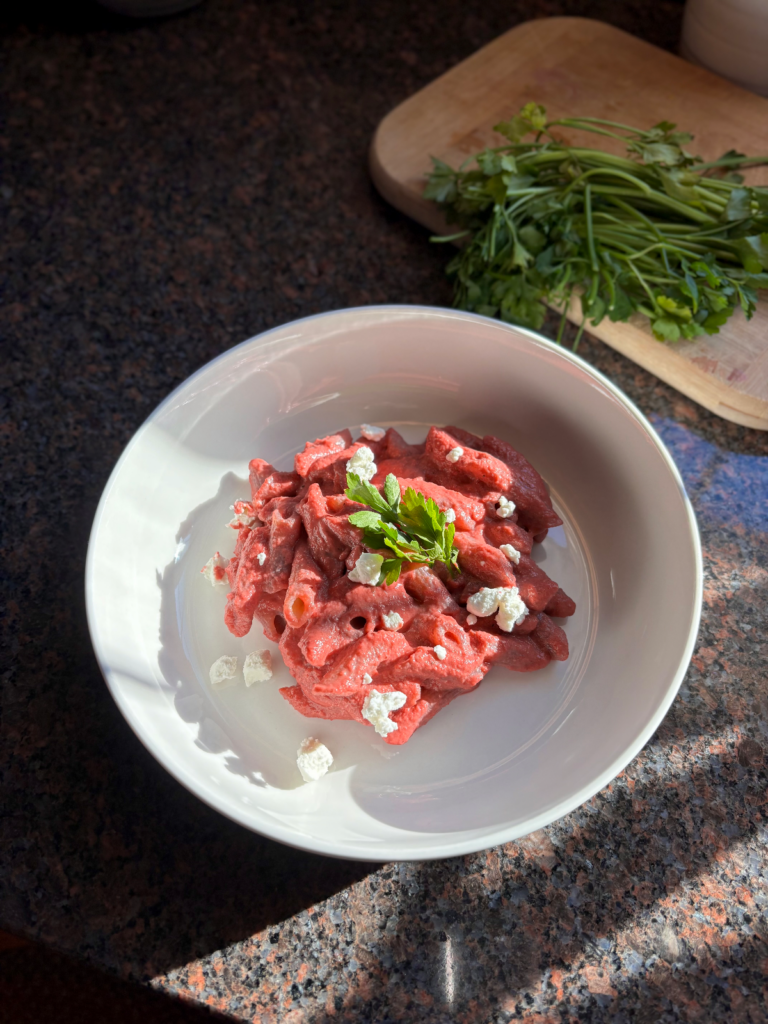 15-minute beet and goat cheese pasta by kookingkelly - FoodSocial