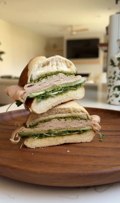 Turkey Pesto Cucumber Sandwich