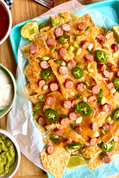 Cocktail Sausage Nachos (Dairy-Free/Gluten-Free)