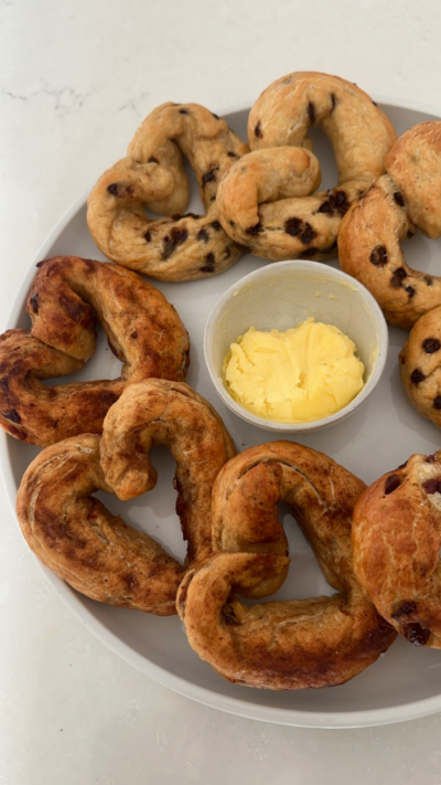 Heart-shaped Cinnamon Date AND Chocolate Chip Protein Bagels