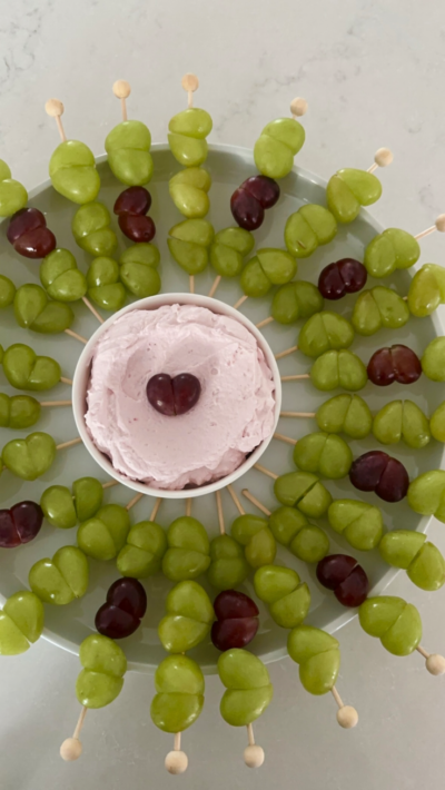 Grape Hearts with Strawberry Whipped Cream