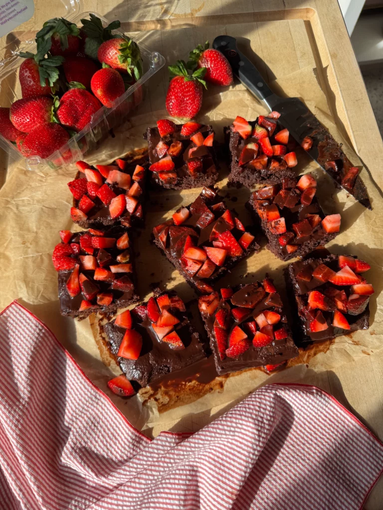 Chocolate Covered Strawberry Brownies by Goodness With G - FoodSocial