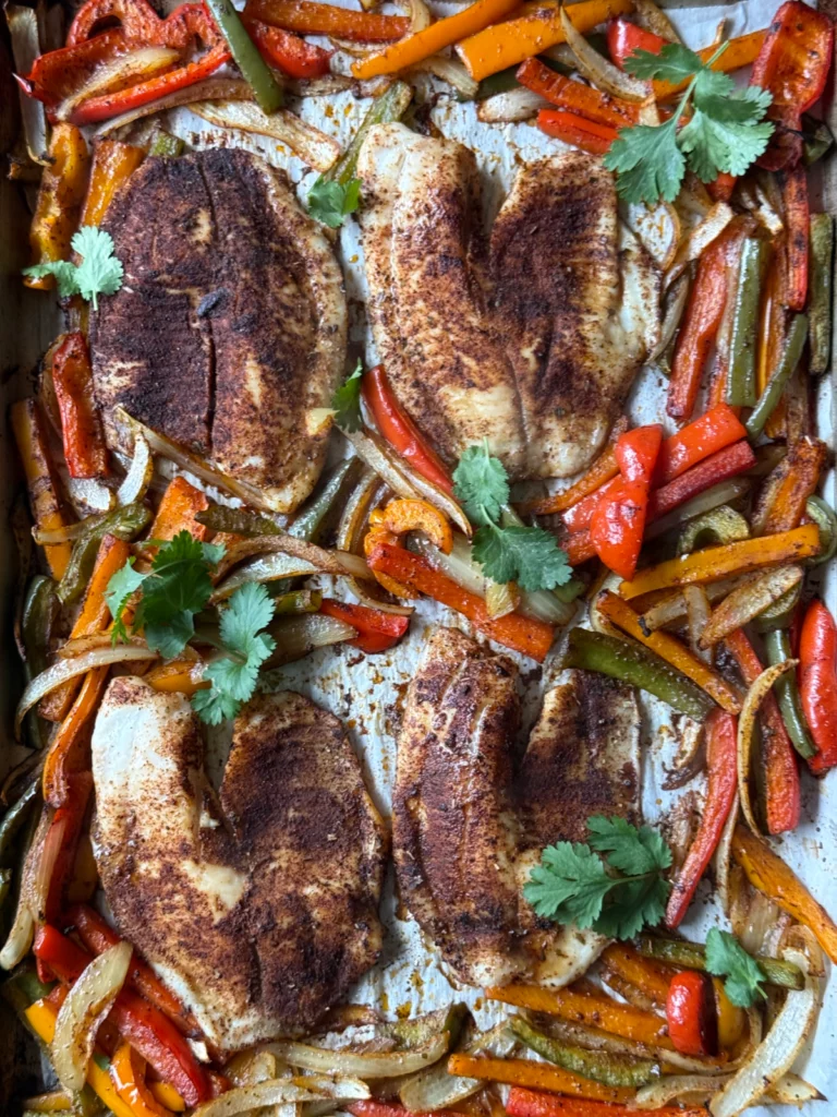Easy Sheet Pan Tilapia Fajitas by Reed Dunn - FoodSocial