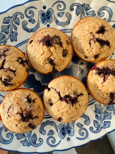 Gluten Free Sourdough Discard Blueberry Muffins