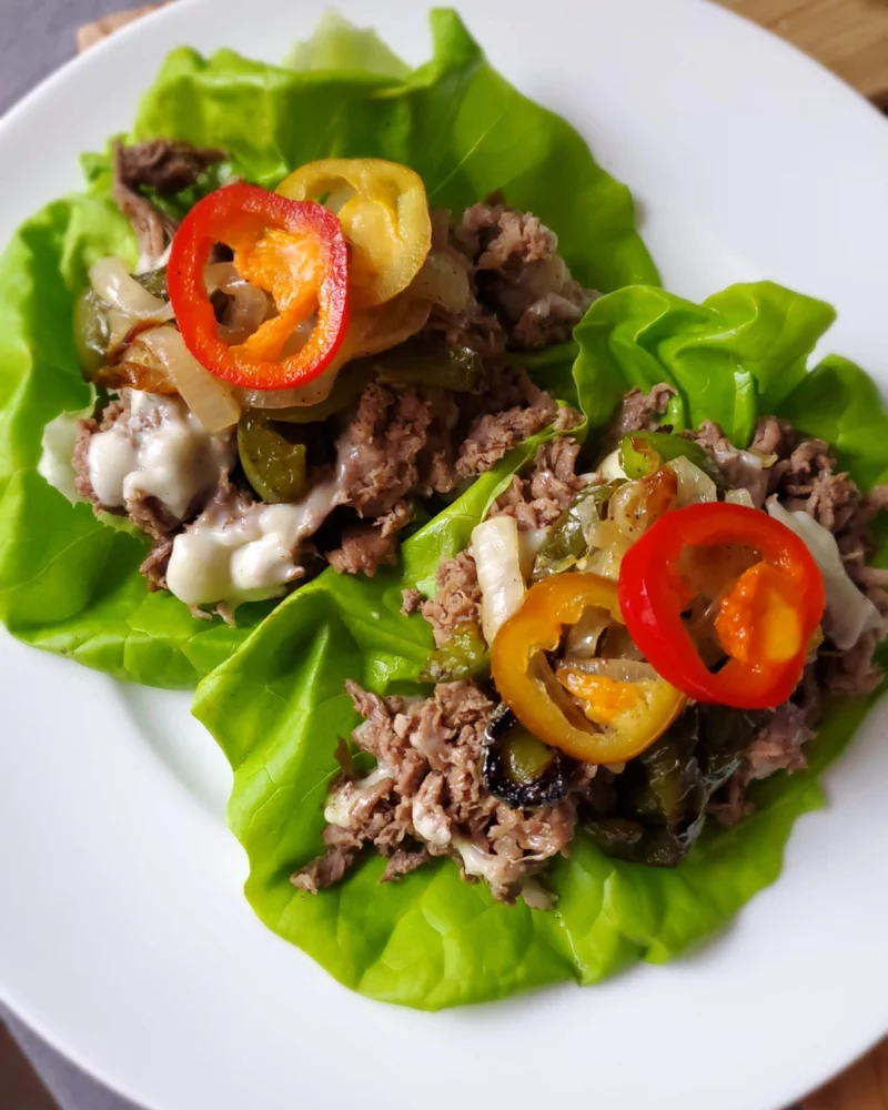 Philly Cheesesteak Lettuce Wraps (Low Carb & Keto Friendly) by Debbie Kotchey - FoodSocial
