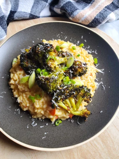 Roasted Broccoli Cheddar Risotto