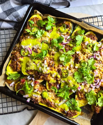 Burrito Bowl Stuffed Zucchini