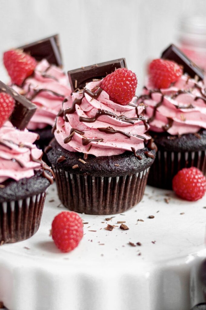 Chocolate Raspberry Cupcakes (Gluten-Free & Vegan Option) by Caked By Katie - FoodSocial