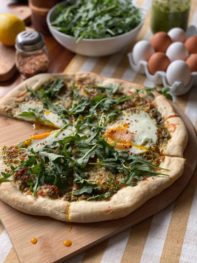 Egg & Arugula Pesto Pizza by Reed Dunn - FoodSocial