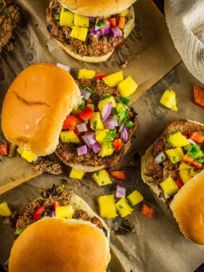 Hatch Green Chile Turkey Burgers with Fresh Pineapple Salsa