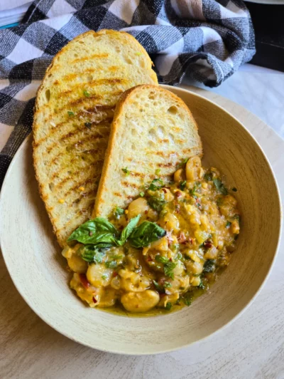 Hot Cherry Pepper Butter Bean Skillet