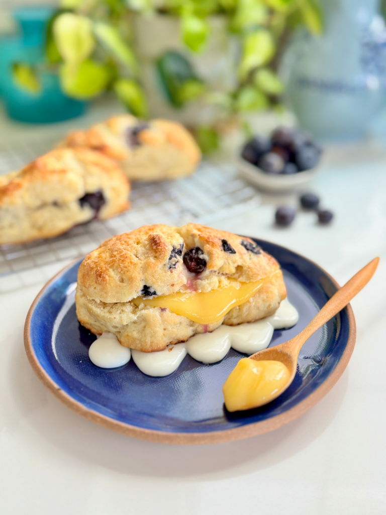 Blueberry Scones with Lemon Curd by Back Porch Paleo - FoodSocial