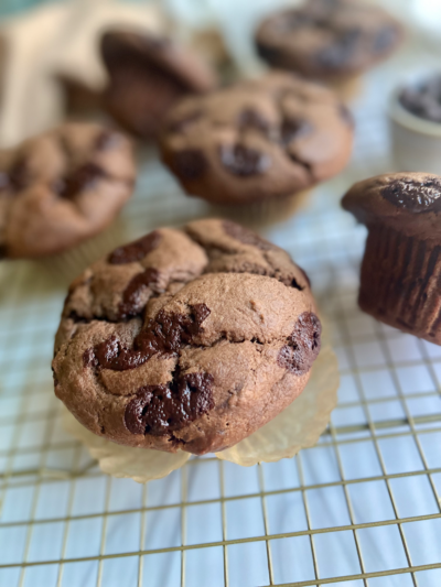 Egg-Free Double Chocolate Protein Muffins (Dairy-Free/Refined Sugar-Free)